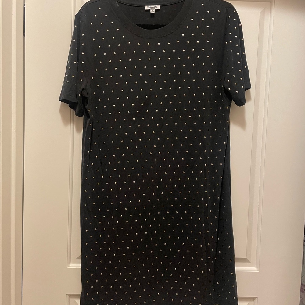 Splendid Black Midi Dress with Gold Accents
